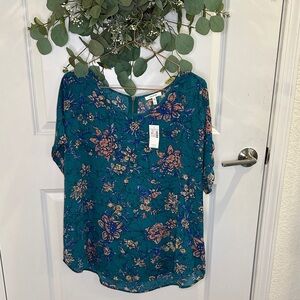 Maurices Teal Floral Blouse